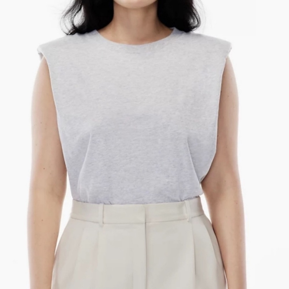 Aritzia Babaton Gray Shoulder Pad Tank Top